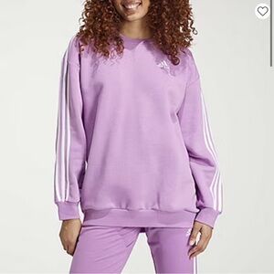 adidas Oversized Essentials 3 Stripes Crew Sweatshirt